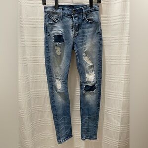 RtA distressed patchwork skinny jeans